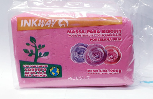 Massa Para Biscuit Inkway 900g Rosa Escuro