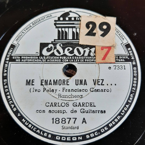 Pasta Carlos Gardel Acomp Guitarras 18877 Odeon  C385