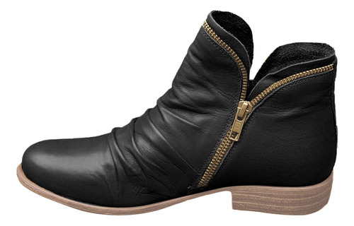 Botine Para Mujer Invierno Moda Tacon Grueso Punta Comodo