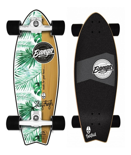 40% Off - Surfskate 31` Banga Boards Oficial - Modelo Fishtail - Maple - Simulador De Surf - Carver Skate Cruiser Long 