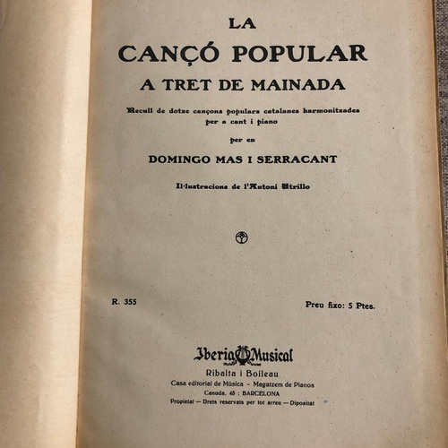 D. Mas I. Serracant La Canco Popular - A Tret De Mainada (Usado)