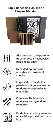 Panel Acústico Elementi D1 4pz R Difusión, Absorción Sonido