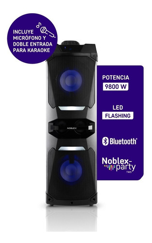 Parlante Torre Noblex MNT1050 Bluetooth Micrófono Negro Con Luces 220V