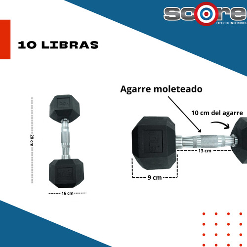 Pack 6 Mancuernas Hexagonales 10,15,20 Lbs Total 45 Kg