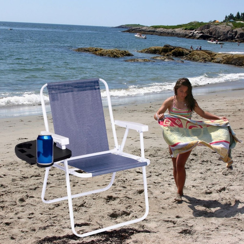 Mesa Portátil Para Cadeira De Praia Com Porta Copos Celular