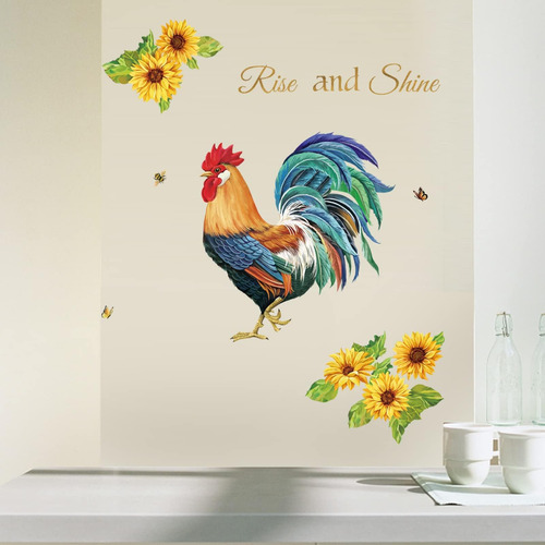 Wondever Pegatinas De Pared Con Diseño De Gallos Y Girasoles