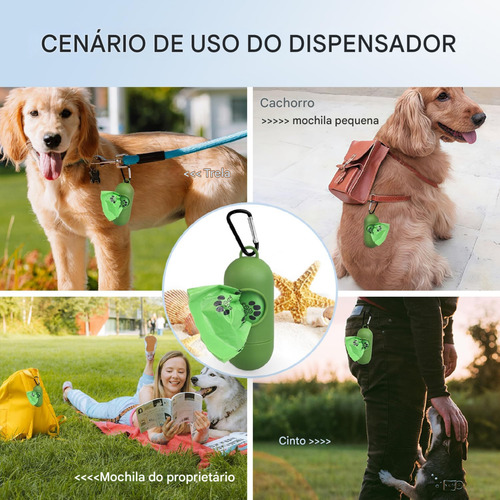 Kit Suporte Saquinhos Cata Caca Lixo Pet Com 2 Refis Passeio