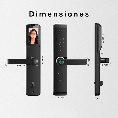 Cerradura Inteligente Smart Con Pantalla Y Camara App Tuya