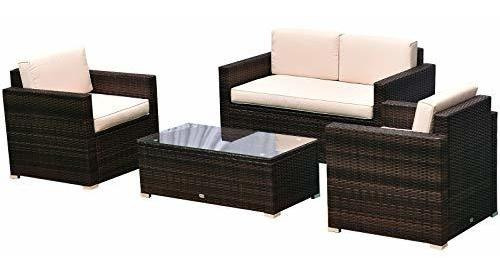 Imagen 9 de 10 de Outsunny - Juego De Muebles De Patio Acolchados, 4 Piezas, C
