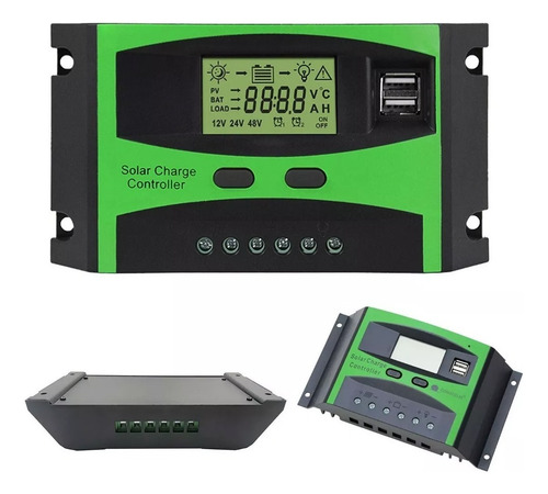 Regulador Controlador De Carga Solar 50a 12v/24v 2 Usb Lcd
