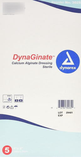 Dynarex Calcium Alginate Dressing, 4 X 8 Inches, 5 Per Box (