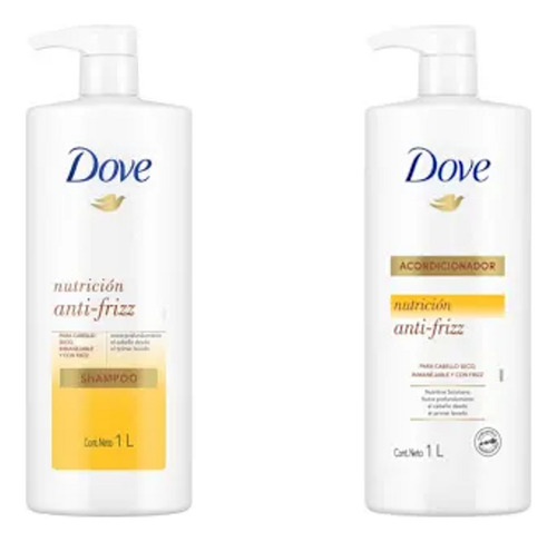 Dove Anti Frizz Shampoo 1 Litro + Acondicionador 1 Litro