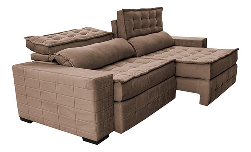Sofá Retrátil 2,75m Cama Inbox Big Puffer. Com Softgel d40 Cor Castor