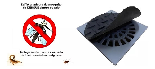 Protetor Tampa De Ralo Redonda Evita Entrada De Insetos Mau Cheiro Odor 16,5cm