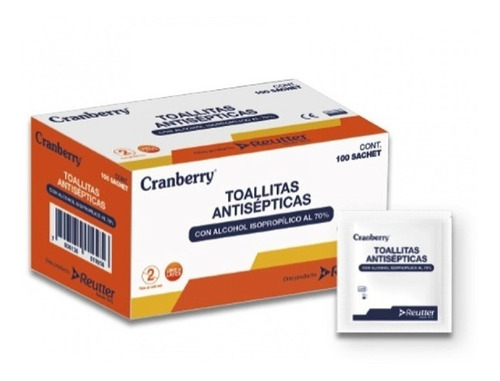 Imagen 2 de 3 de Toallitas Antisépticas Con Alcohol 70% X100 Sachets