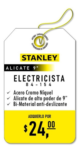 Alicate De Electricista 9 Stanley De Alto Poder Pro 84-154