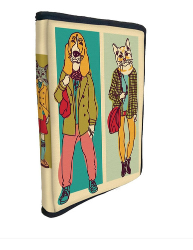 Funda Porta Libros De Tela Perros Y Gatos