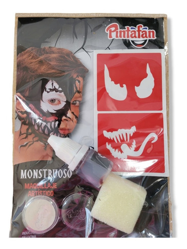 Kit Maquillaje Infantil Stencil Sangre Monstruoso Halloween 