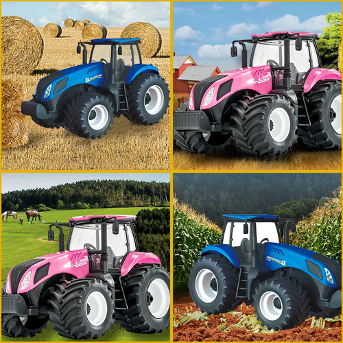 Trator De Brinquedo Miniatura New Holland T8 Conjunto Com 2