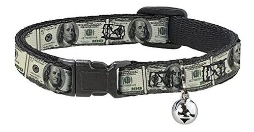 Buckle-down Cat Collar Breakaway 100 Dollar Bills 8 To 12 In