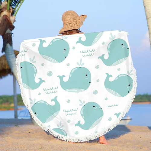 Zt Toalla De Playa De Microfibra Estampada Redonda