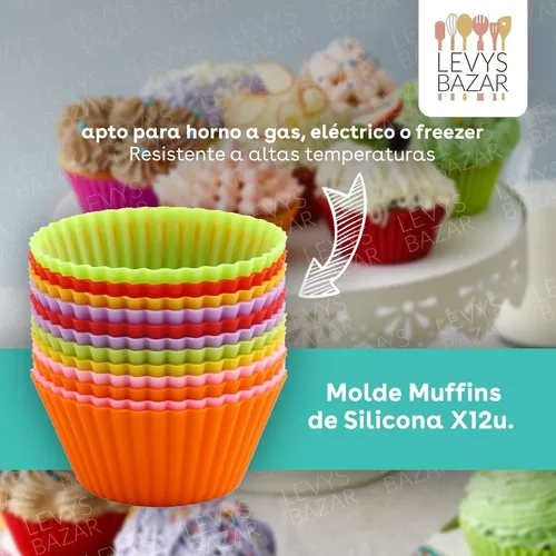 Set Molde Silicona Muffins X12 + 12 Individuales Apto Horno