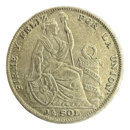 Perú - 1/2 Sol - Año 1935 - Km #216 - Plata .500