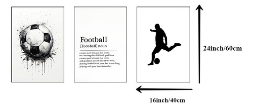 Póster De Fútbol, Regalo De Fútbol, Lienzo, 3 Piezas, Decora