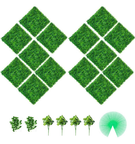 Vevor Muro Verde Follaje Artificial Sintético 14pz 50,8x50,8