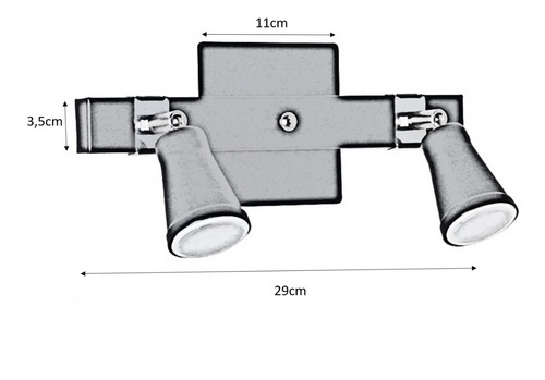 Imagen 3 de 9 de Aplique Pared Techo Dicroica 2 Luces Gu10 Blanco Negro Acero