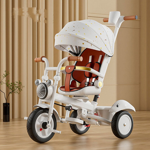 Triciclo Para Bebé Plegable Carretilla Niña Con Toldo 5 En 1 Color Blanco