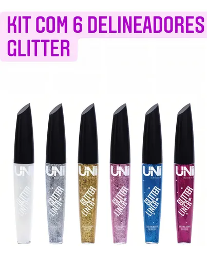 Kit de delineador de ojos líquido con purpurina de 6 unidades de Uni Makeup. Color: blanco