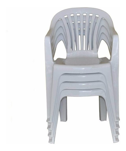 Cadeira Poltrona De Plastico C/ Apoio De Braço Emb. C/ 04 Pç