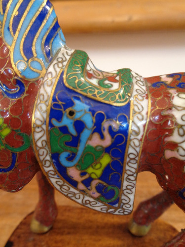 Imagen 4 de 10 de Antiguo Caballo De Bronce Esmaltado Cloisonne