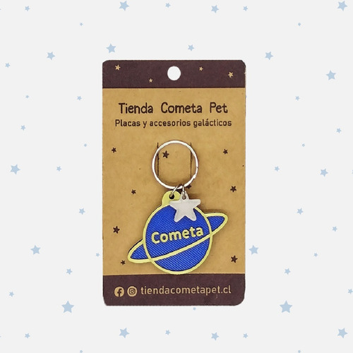 Placa Identificación Mascota - Planeta Saturno - Cometa Pet