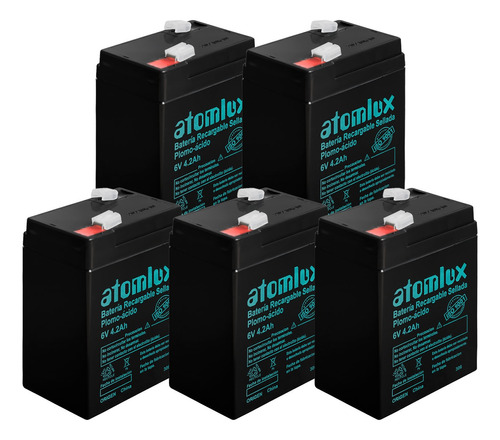 Bateria Atomlux 6V 4.2AH 10 cm x 7 cm x 4.65 cm Pack x5