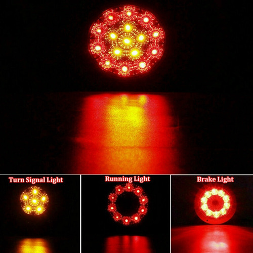 2 Luces Traseras Led Redondas De 4 Pulgadas, Rojas Y Ámbar,