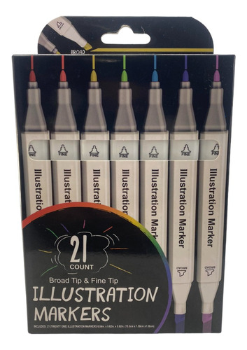 Marcadores De Colores Illustration Markers 21pzs Doble Punta