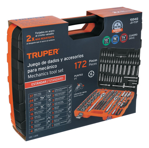 Juego De 172 Herramientas 1/4'', 3/8'' Y 1/2'' Truper 102412
