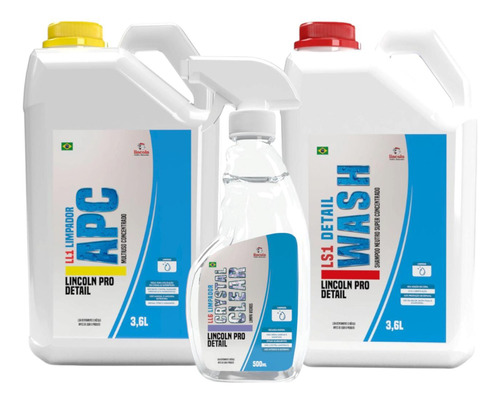 Kit Limpeza Automotiva Lincoln Apc, Shampoo E Limpa Vidros