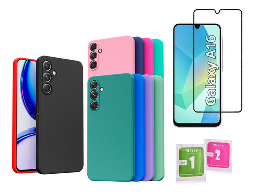 Capa Capinha + Película Compatível Com Samsung A16 Aveludado
