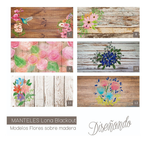 Mantel En Lona Blackout A Medida - Flores Sobre Madera | Envío gratis Mantel En Lona Blackout A Medida - Flores Sobre Madera | Envío gratis