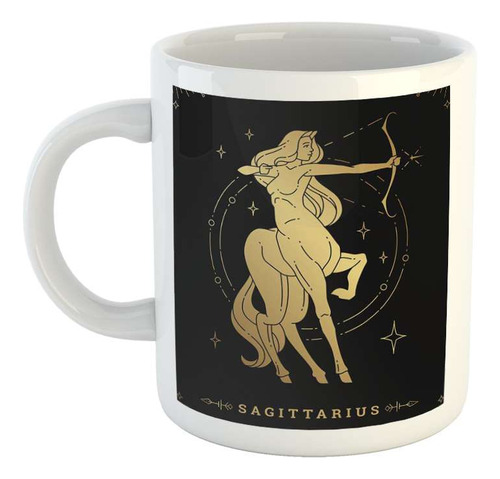 Taza Ceramica Astrologia Oro Signos Zodiaco Sagitario