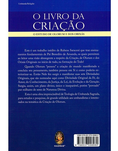 Livro Da Criação (o) Estudo De Olorum E Dos Orixás