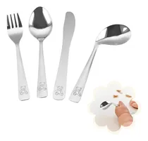 Comprar Jogo De Talheres Infantil Baby 4 Peças Kids Ursinho Aço Inox