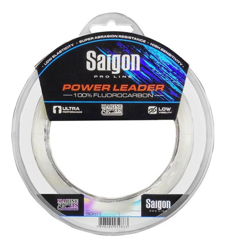 Línea Fluorocarbon Saigon Leader, 0,38 mm, 18 libras, color transparente para deportes marinos