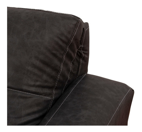 Sofá 3 Cpos 2 Pouf Cuero Auris Negro / Muebles América
