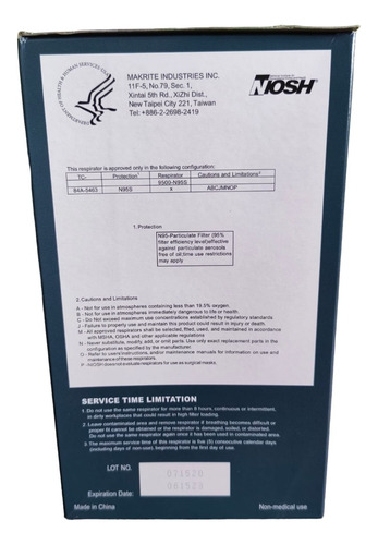 Cubrebocas Uso Industrial Cono N95 Paquete De 20 Pz