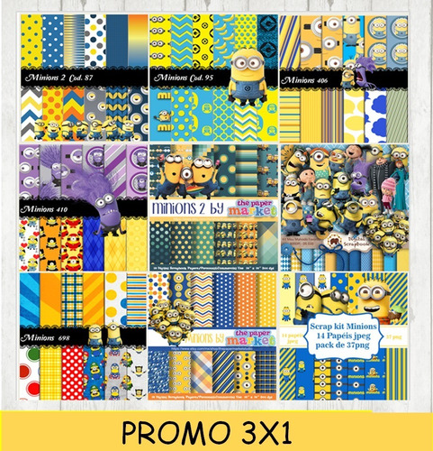 Kit Imprimible 3x1 Minions Villano Favorito Imagen Fondos 53