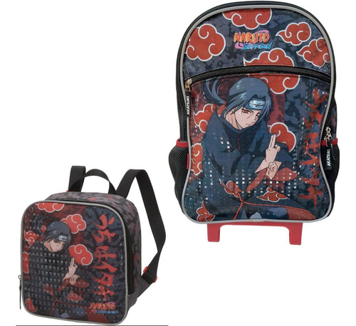 Mochila Escolar Com Rodinha Lancheira Itachi Akatsuki 978e11